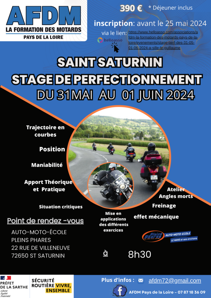 Stage de perfectionnement du 31 mai au 01 juin à Saint Saturnin