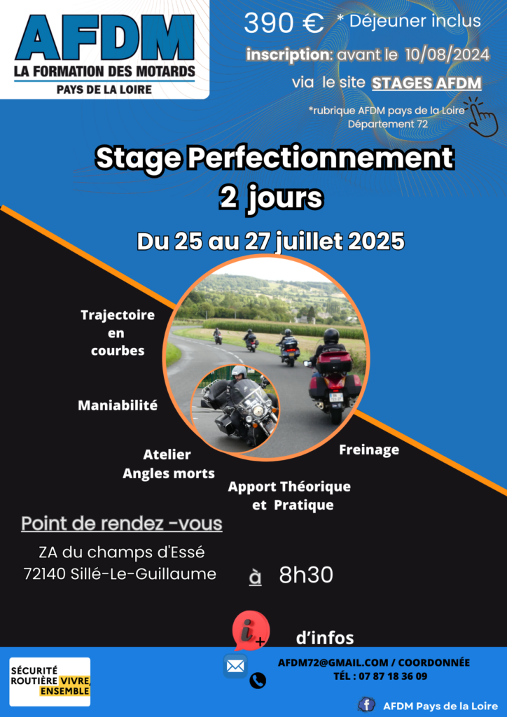 Stage perfectionnement sur Sillé le Guillaume du 25 au 26 juillet 2025